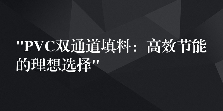 “PVC双通道填料：高效节能的理想选择”
