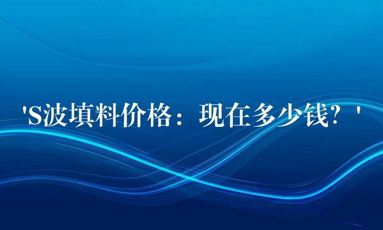 ‘S波填料价格：现在多少钱？’
