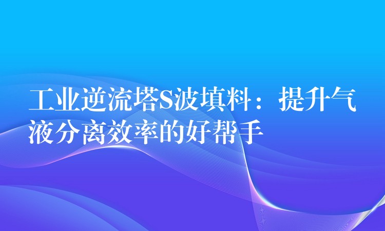 工业逆流塔S波填料：提升气液分离效率的好帮手