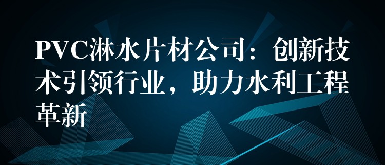 PVC淋水片材公司：创新技术引领行业，助力水利工程革新