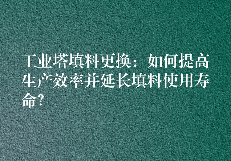 工业塔填料更换：如何提高生产效率并延长填料使用寿命？