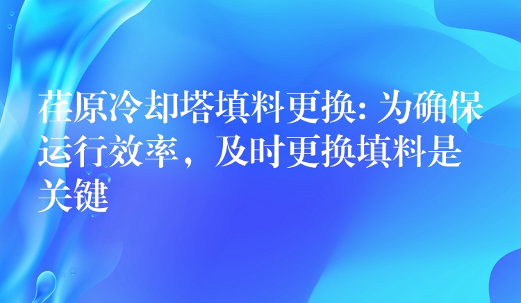 荏原冷却塔填料更换: 为确保运行效率，及时更换填料是关键