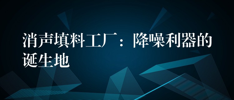 消声填料工厂：降噪利器的诞生地
