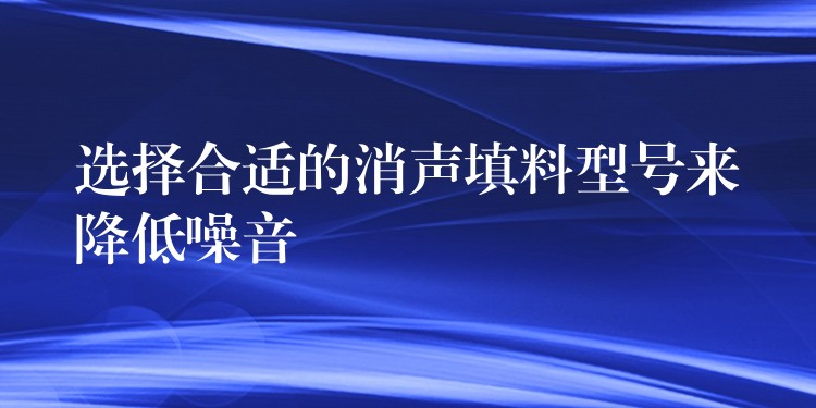 选择合适的消声填料型号来降低噪音
