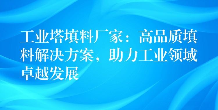 工业塔填料厂家：高品质填料解决方案，助力工业领域卓越发展