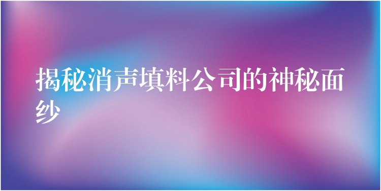 揭秘消声填料公司的神秘面纱