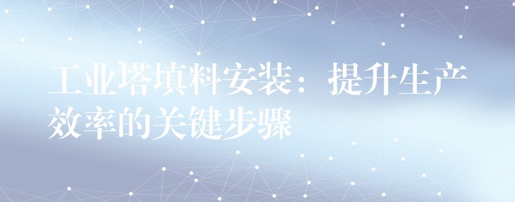 工业塔填料安装：提升生产效率的关键步骤