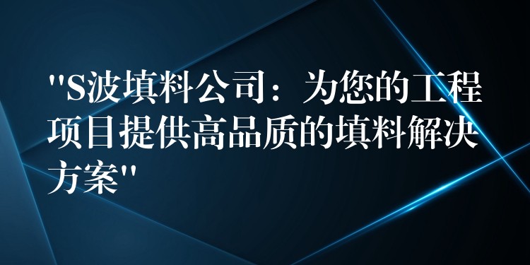 “S波填料公司：为您的工程项目提供高品质的填料解决方案”