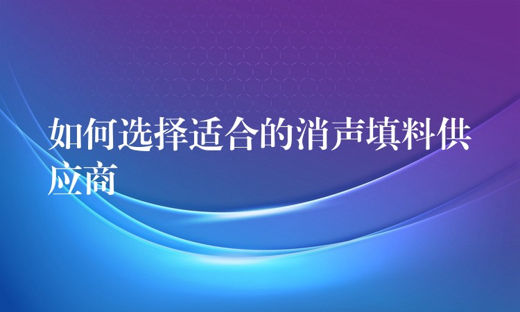 如何选择适合的消声填料供应商
