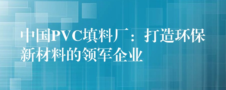 中国PVC填料厂：打造环保新材料的领军企业