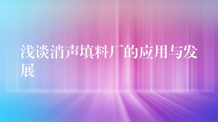 浅谈消声填料厂的应用与发展