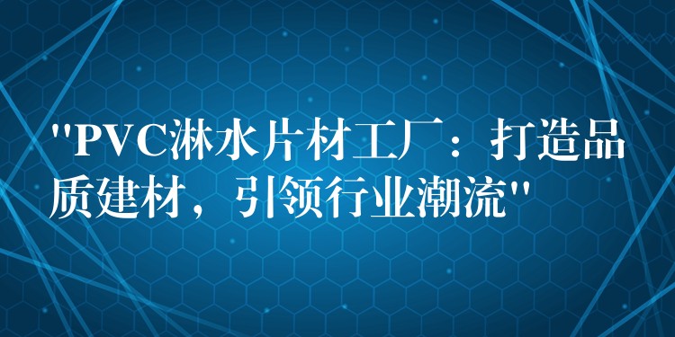 “PVC淋水片材工厂：打造品质建材，引领行业潮流”