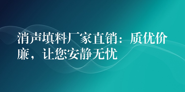 消声填料厂家直销：质优价廉，让您安静无忧