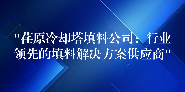 “荏原冷却塔填料公司：行业领先的填料解决方案供应商”