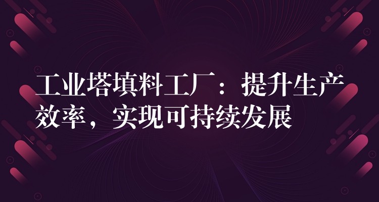 工业塔填料工厂：提升生产效率，实现可持续发展