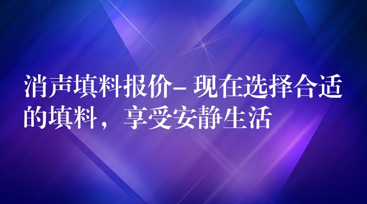 消声填料报价- 现在选择合适的填料，享受安静生活