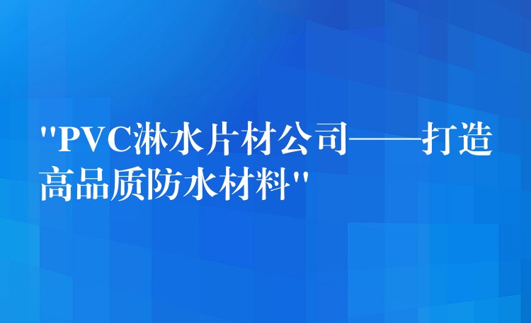 “PVC淋水片材公司——打造高品质防水材料”